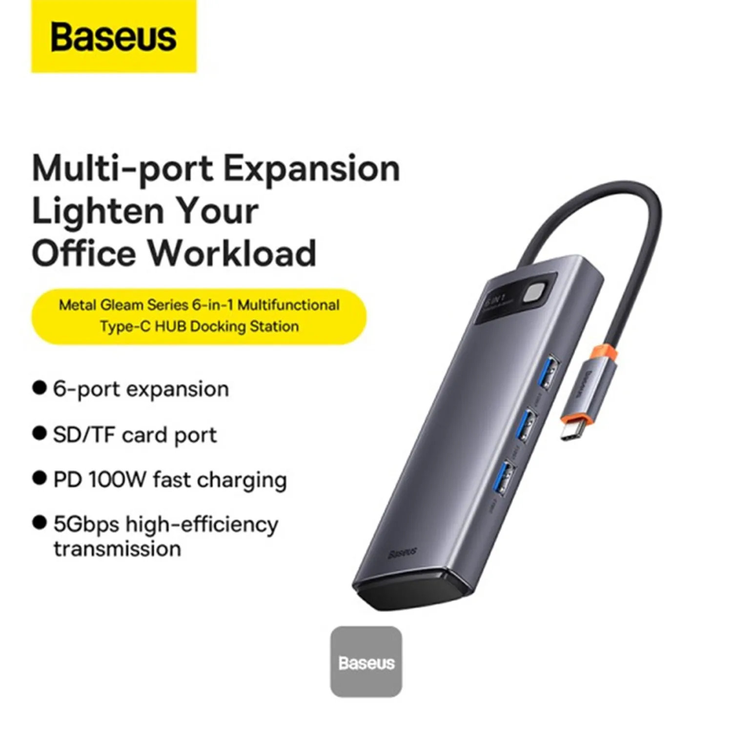 Baseus Metal Gleam Series Starjoy 6 in 1 Multifunctional Type-C Hub