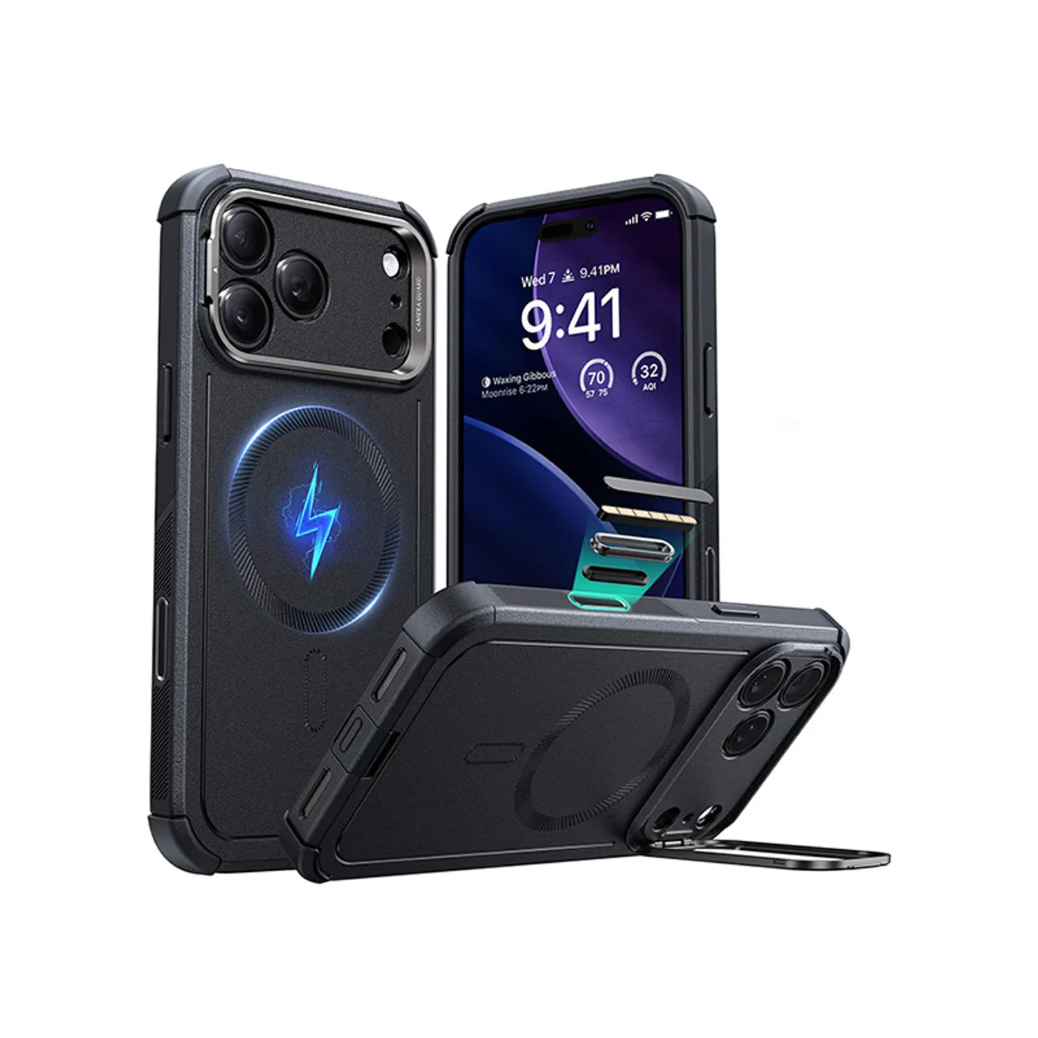 ESR Cyber Tough Case with Stash Stand for iPhone 17 Series
